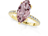 Yellow gold Marquise Cut Diamond Solitaire Ring with Four-Prong Setting and Pavé Band_1