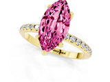 Yellow gold Marquise Cut Diamond Solitaire Ring with Four-Prong Setting and Pavé Band_1
