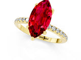 Yellow gold Marquise Cut Diamond Solitaire Ring with Four-Prong Setting and Pavé Band_1