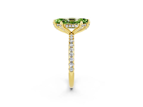 Yellow gold Marquise Cut Diamond Solitaire Ring with Four-Prong Setting and Pavé Band_21