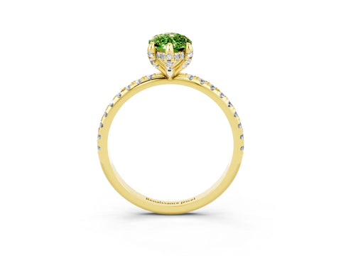Yellow gold Marquise Cut Diamond Solitaire Ring with Four-Prong Setting and Pavé Band_22