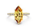 Yellow gold Marquise Cut Diamond Solitaire Ring with Four-Prong Setting and Pavé Band_23