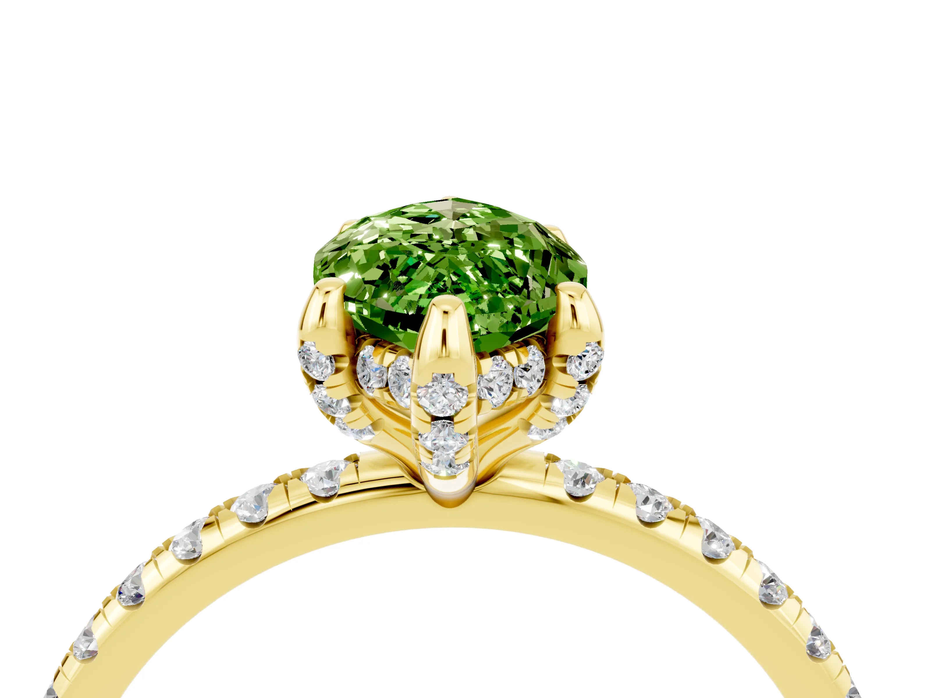 Yellow gold Marquise Cut Diamond Solitaire Ring with Four-Prong Setting and Pavé Band_23