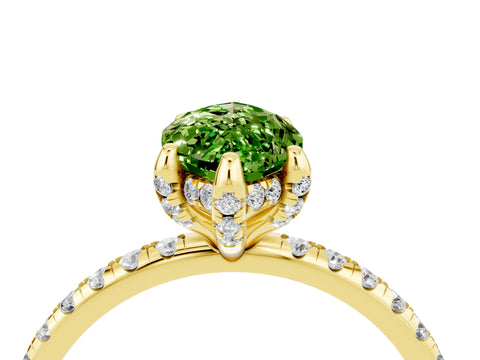 Yellow gold Marquise Cut Diamond Solitaire Ring with Four-Prong Setting and Pavé Band_23