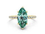 Yellow gold Marquise Cut Diamond Solitaire Ring with Four-Prong Setting and Pavé Band_24