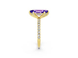 Yellow gold Marquise Cut Diamond Solitaire Ring with Four-Prong Setting and Pavé Band_26