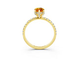 Yellow gold Marquise Cut Diamond Solitaire Ring with Four-Prong Setting and Pavé Band_26