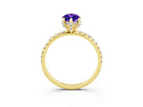 Yellow gold Marquise Cut Diamond Solitaire Ring with Four-Prong Setting and Pavé Band_27