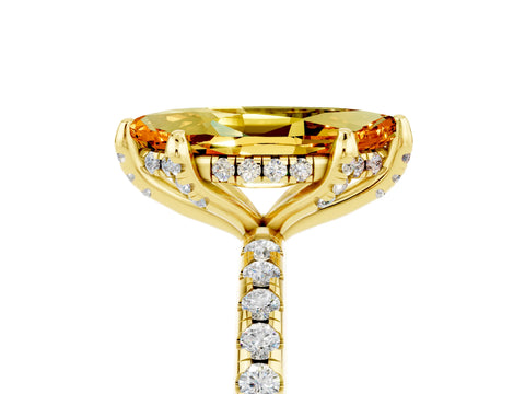 Yellow gold Marquise Cut Diamond Solitaire Ring with Four-Prong Setting and Pavé Band_28