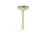 Yellow gold Marquise Cut Diamond Solitaire Ring with Four-Prong Setting and Pavé Band_2