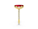 Yellow gold Marquise Cut Diamond Solitaire Ring with Four-Prong Setting and Pavé Band_2