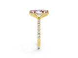 Yellow gold Marquise Cut Diamond Solitaire Ring with Four-Prong Setting and Pavé Band_2