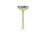 Yellow gold Marquise Cut Diamond Solitaire Ring with Four-Prong Setting and Pavé Band_2