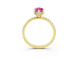 Yellow gold Marquise Cut Diamond Solitaire Ring with Four-Prong Setting and Pavé Band_3