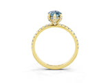 Yellow gold Marquise Cut Diamond Solitaire Ring with Four-Prong Setting and Pavé Band_3