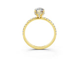 Yellow gold Marquise Cut Diamond Solitaire Ring with Four-Prong Setting and Pavé Band_3