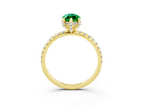 Yellow gold Marquise Cut Diamond Solitaire Ring with Four-Prong Setting and Pavé Band_3