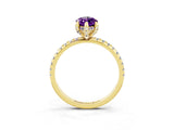 Yellow gold Marquise Cut Diamond Solitaire Ring with Four-Prong Setting and Pavé Band_3