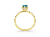 Yellow gold Marquise Cut Diamond Solitaire Ring with Four-Prong Setting and Pavé Band_3