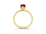 Yellow gold Marquise Cut Diamond Solitaire Ring with Four-Prong Setting and Pavé Band_3
