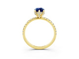 Yellow gold Marquise Cut Diamond Solitaire Ring with Four-Prong Setting and Pavé Band_3