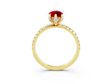 Yellow gold Marquise Cut Diamond Solitaire Ring with Four-Prong Setting and Pavé Band_3