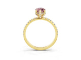 Yellow gold Marquise Cut Diamond Solitaire Ring with Four-Prong Setting and Pavé Band_3