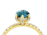 Yellow gold Marquise Cut Diamond Solitaire Ring with Four-Prong Setting and Pavé Band_4