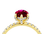 Yellow gold Marquise Cut Diamond Solitaire Ring with Four-Prong Setting and Pavé Band_4