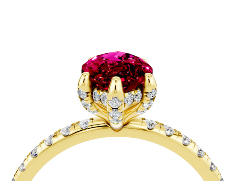 Yellow gold Marquise Cut Diamond Solitaire Ring with Four-Prong Setting and Pavé Band_4
