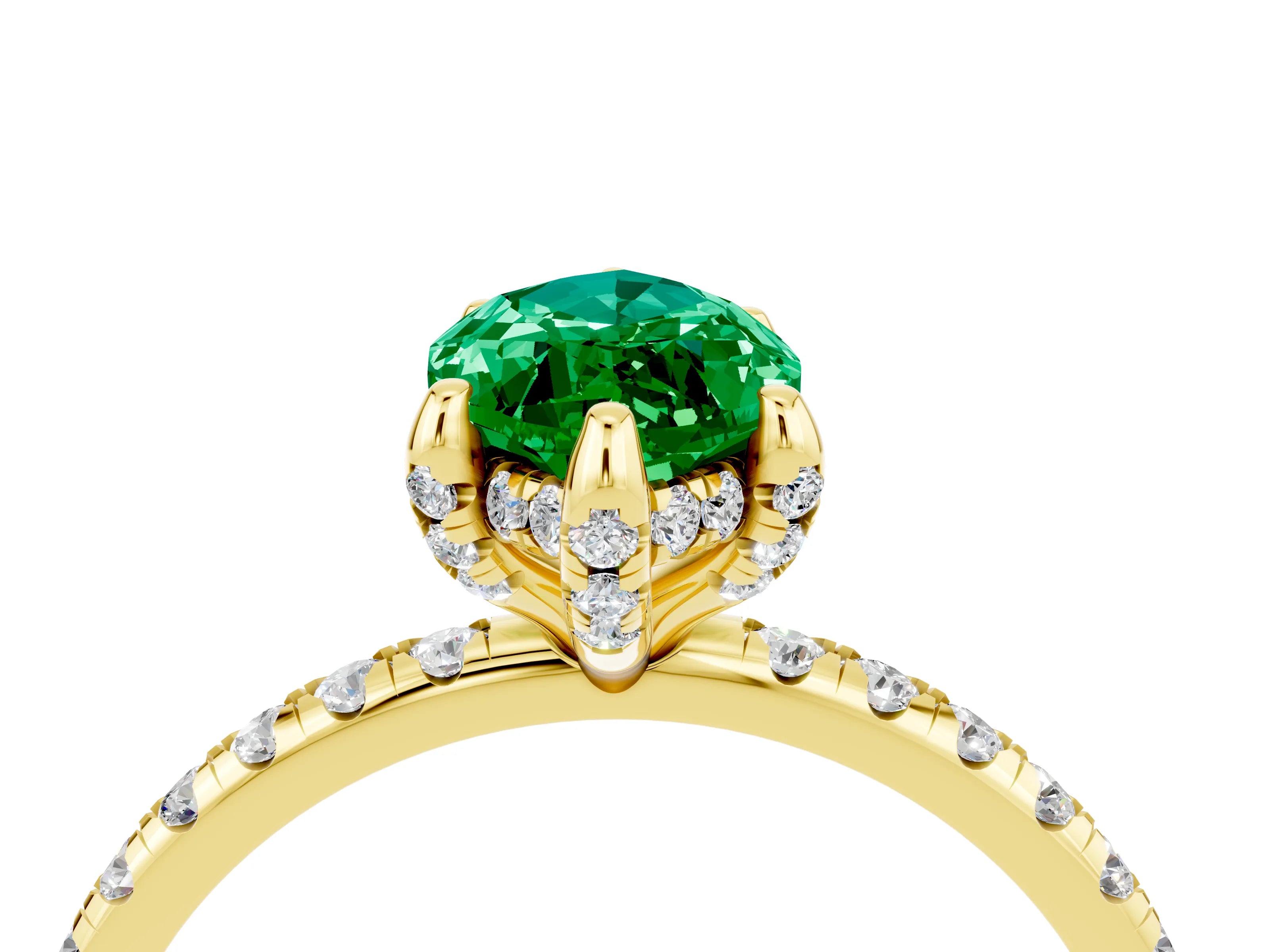 Yellow gold Marquise Cut Diamond Solitaire Ring with Four-Prong Setting and Pavé Band_4