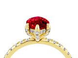 Yellow gold Marquise Cut Diamond Solitaire Ring with Four-Prong Setting and Pavé Band_4