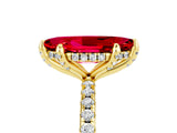 Yellow gold Marquise Cut Diamond Solitaire Ring with Four-Prong Setting and Pavé Band_5