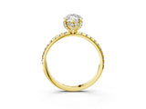 Yellow gold Marquise Cut Diamond Solitaire Ring with Four-Prong Setting and Pavé Band_6