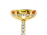 Yellow gold Marquise Cut Diamond Solitaire Ring with Four-Prong Setting and Pavé Band_6