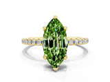 Yellow gold Marquise Cut Diamond Solitaire Ring with Four-Prong Setting and Pavé Band_7
