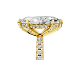 Yellow gold Marquise Cut Diamond Solitaire Ring with Four-Prong Setting and Pavé Band_8