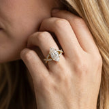 Yellow gold Marquise Cut Diamond Solitaire Ring with Four-Prong Setting and Twisted Pavé Band_45