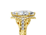 Yellow gold Marquise Cut Diamond Solitaire Ring with Hidden Halo and Pavé Band_32
