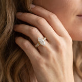 Yellow gold Marquise Cut Diamond Solitaire Ring with Micro Pave Band and Prong Setting_14