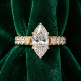 Yellow gold Marquise Cut Diamond Solitaire Ring with Micro Pave Band and Prong Setting_15