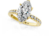 Yellow gold Marquise Cut Diamond Solitaire Ring with Pavé Band and Four-Prong Setting_1