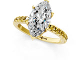 Yellow gold Marquise Cut Diamond Solitaire Ring with Pavé Band and Four-Prong Setting_1
