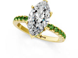Yellow gold Marquise Cut Diamond Solitaire Ring with Pavé Band and Four-Prong Setting_1