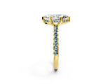 Yellow gold Marquise Cut Diamond Solitaire Ring with Pavé Band and Four-Prong Setting_2