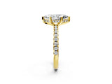 Yellow gold Marquise Cut Diamond Solitaire Ring with Pavé Band and Four-Prong Setting_2