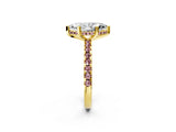 Yellow gold Marquise Cut Diamond Solitaire Ring with Pavé Band and Four-Prong Setting_2