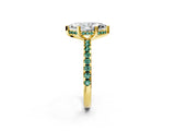 Yellow gold Marquise Cut Diamond Solitaire Ring with Pavé Band and Four-Prong Setting_2