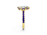 Yellow gold Marquise Cut Diamond Solitaire Ring with Pavé Band and Four-Prong Setting_2
