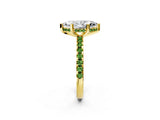 Yellow gold Marquise Cut Diamond Solitaire Ring with Pavé Band and Four-Prong Setting_2